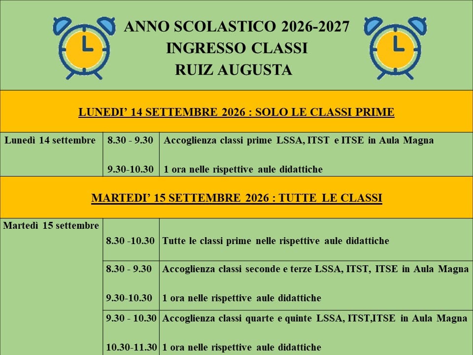 Inizio dell’anno scolastico 26/27 al Ruiz di Augusta.